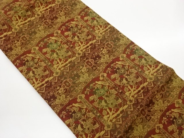 JAPANESE KIMONO / NAGOYA OBI / WOVEN BIRD & FLOWER 